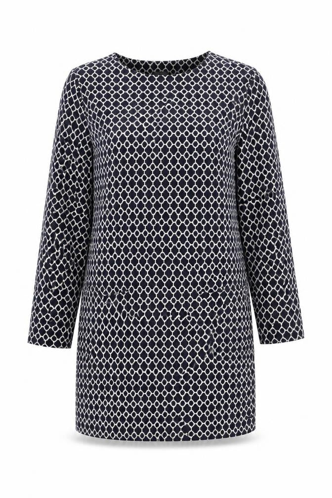 Joules Women’s Blue Geometric Shift Dress Size 12 Long Sleeve