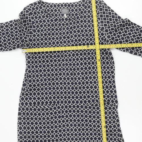 Joules Women’s Blue Geometric Shift Dress Size 12 Long Sleeve
