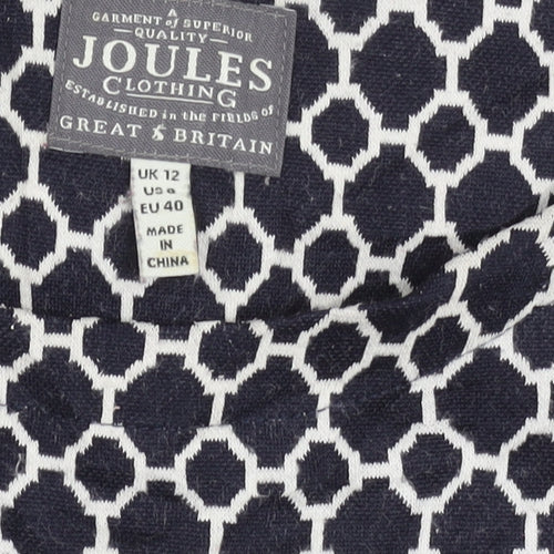 Joules Women’s Blue Geometric Shift Dress Size 12 Long Sleeve