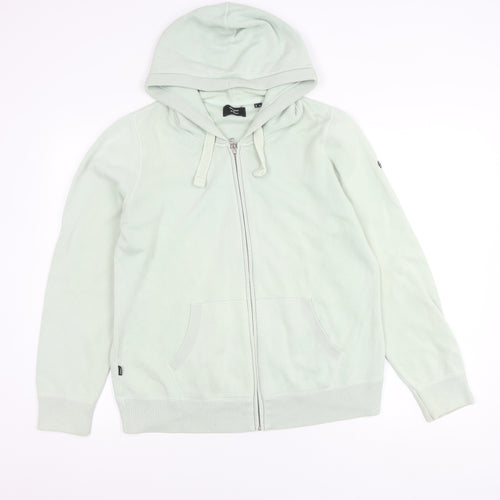 Superdry Women Green Size 14 Hooded Zip Jacket Cotton Blend