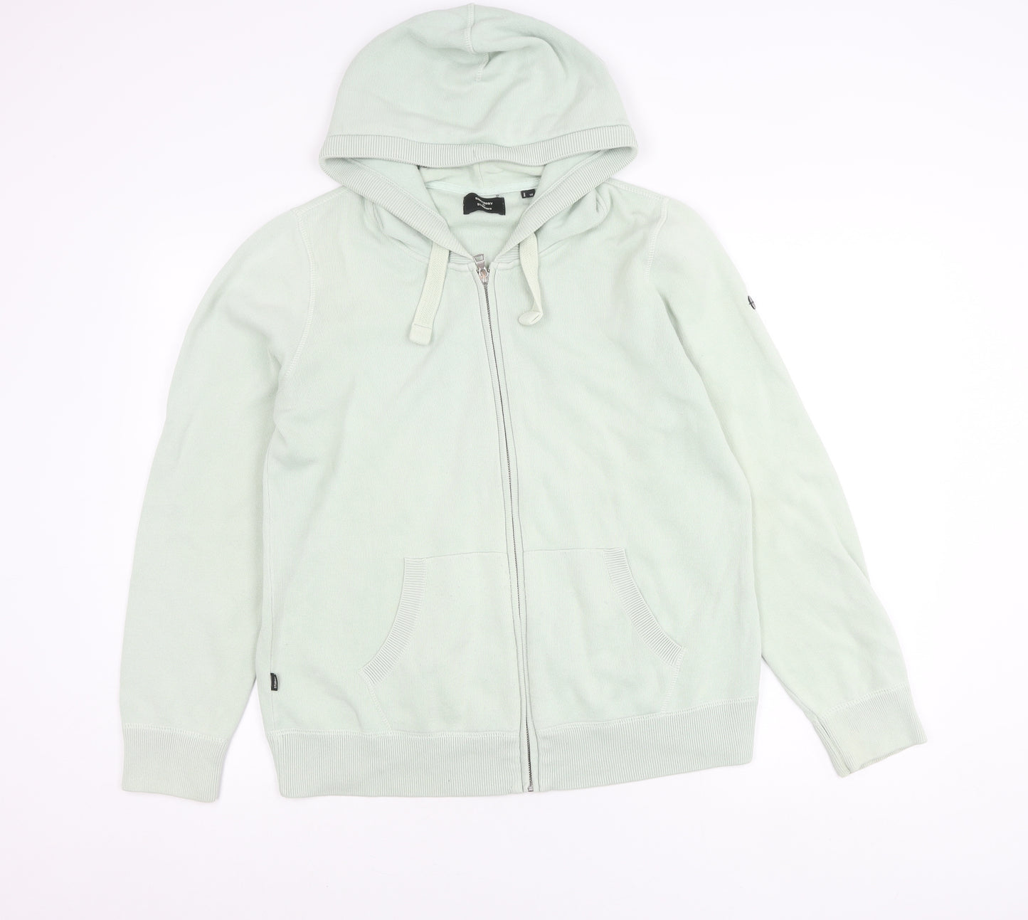 Superdry Women Green Size 14 Hooded Zip Jacket Cotton Blend