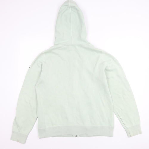 Superdry Women Green Size 14 Hooded Zip Jacket Cotton Blend