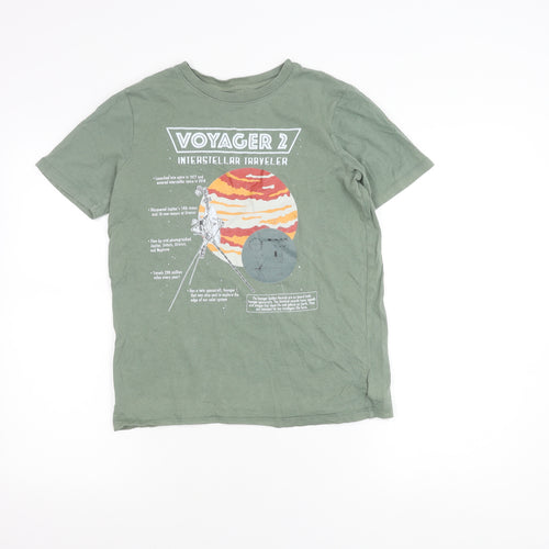 Lands' End Boys Green Voyager 2 Space Graphic T-Shirt Size 14-16 Years