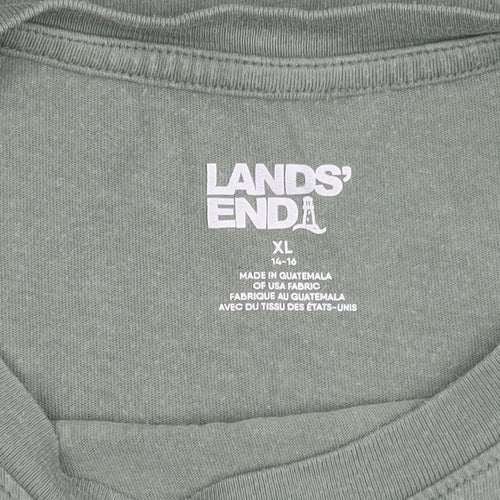 Lands' End Boys Green Voyager 2 Space Graphic T-Shirt Size 14-16 Years