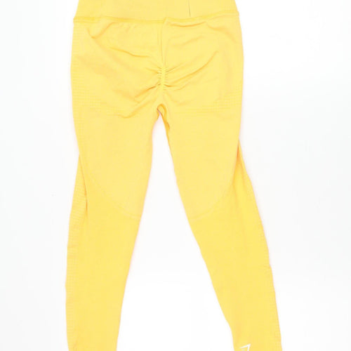 Gymshark Womens Yellow Seamless Slim Fit Leggings Size M Activewear