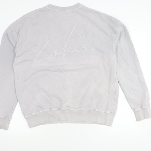 Couture Club Men’s Grey Cotton Logo Sweatshirt M Regular Fit