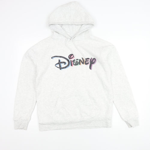 Disney Womens Grey XS Pullover Hoodie Logo Print Casual