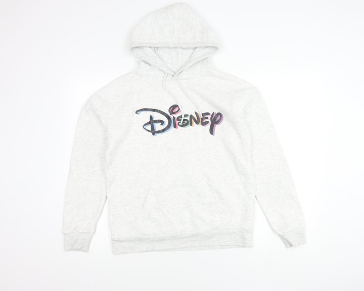 Disney Womens Grey XS Pullover Hoodie Logo Print Casual