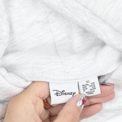 Disney Womens Grey XS Pullover Hoodie Logo Print Casual