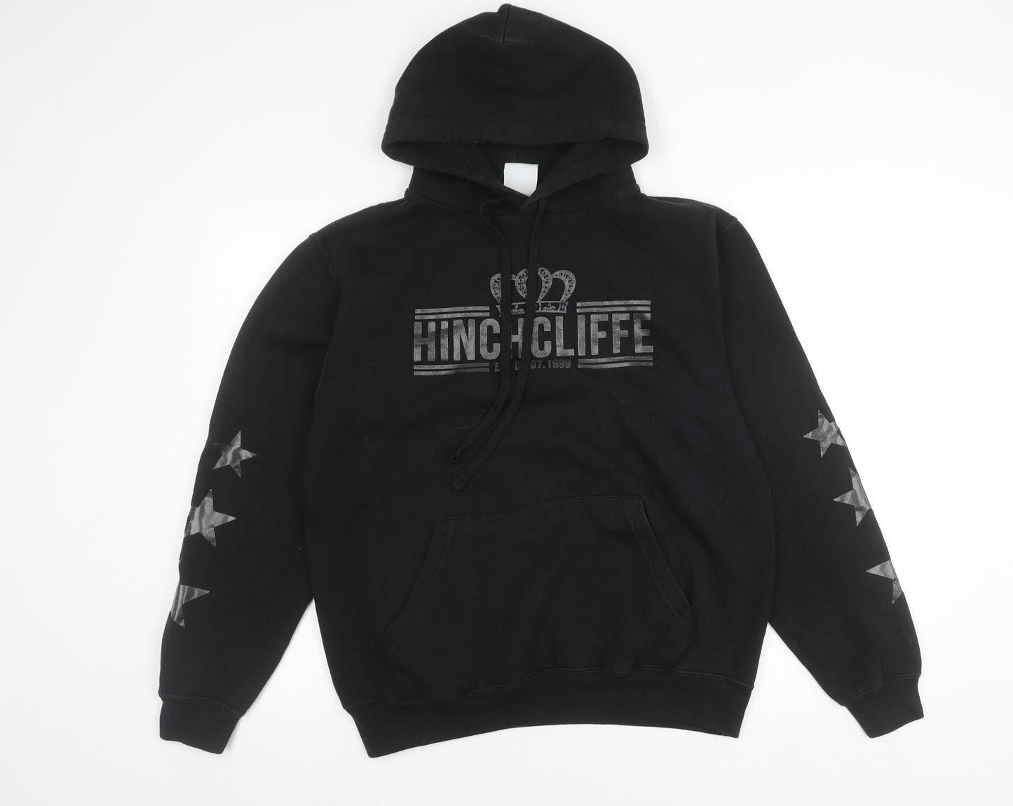 Russell Men’s Black Pullover Hoodie M Graphic Print Logo Sportswear