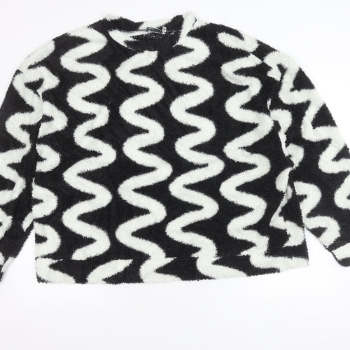 ASOS DESIGN Women’s Black White Fleece Pullover Jumper Size 18 Tall