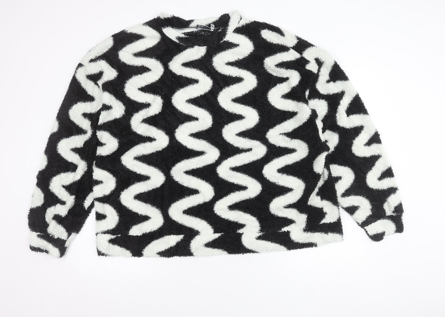 ASOS DESIGN Women’s Black White Fleece Pullover Jumper Size 18 Tall