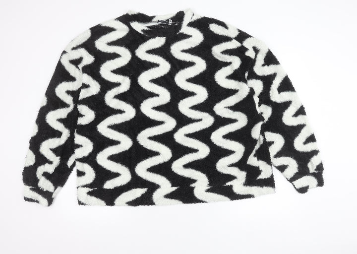 ASOS DESIGN Women’s Black White Fleece Pullover Jumper Size 18 Tall