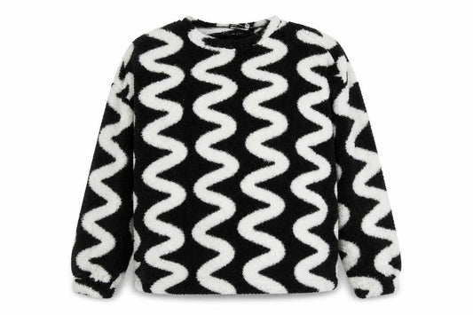 Front view of ASOS DESIGN Women’s Black White Fleece jumper, size UK 18, Tall