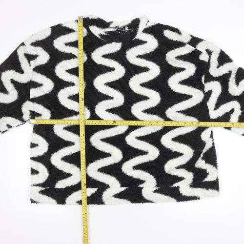 ASOS DESIGN Women’s Black White Fleece Pullover Jumper Size 18 Tall
