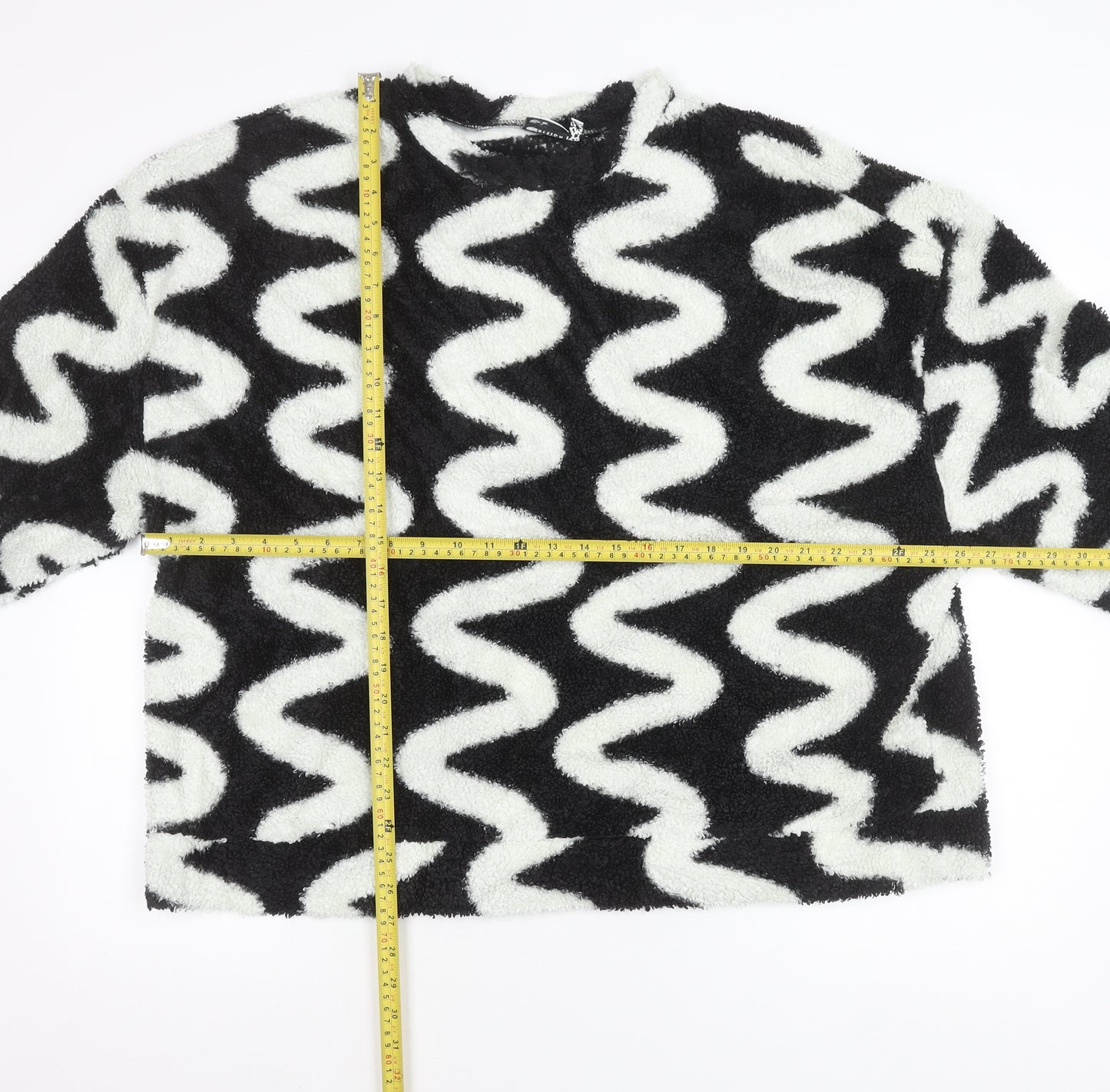ASOS DESIGN Women’s Black White Fleece Pullover Jumper Size 18 Tall