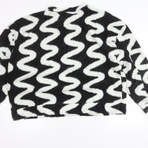 ASOS DESIGN Women’s Black White Fleece Pullover Jumper Size 18 Tall