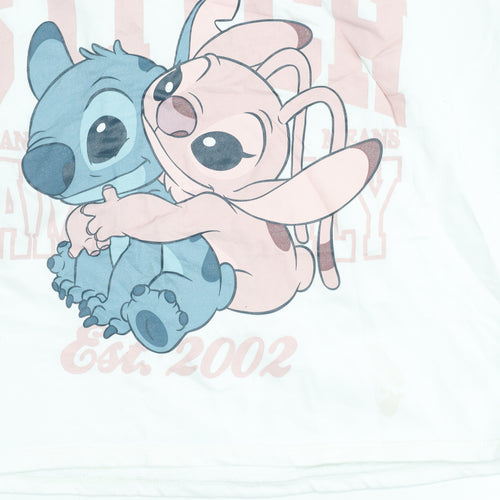 Disney Girls White Sweatshirt 13-14 Years Stitch Angel Long Sleeve Pullover