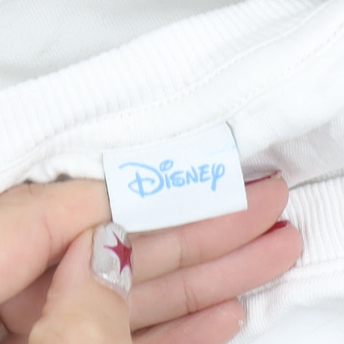 Disney Girls White Sweatshirt 13-14 Years Stitch Angel Long Sleeve Pullover