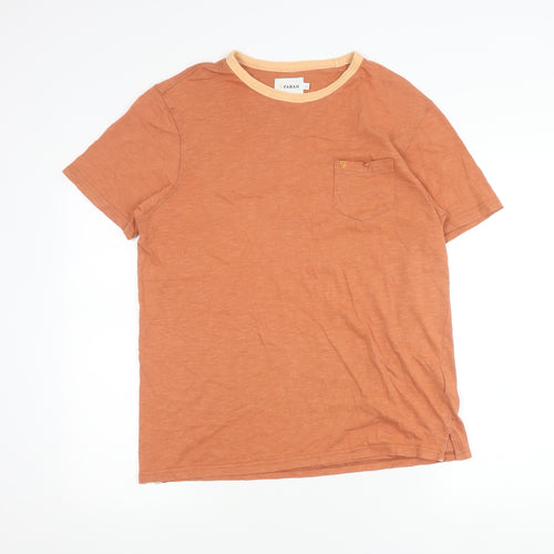 Farah Men's Brown L Short Sleeve Cotton Crew Neck T-Shirt