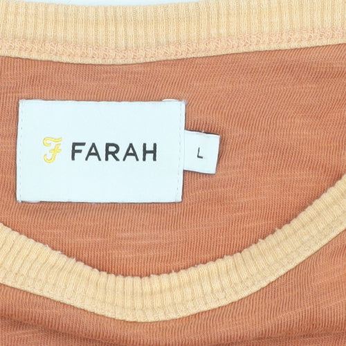Farah Men's Brown L Short Sleeve Cotton Crew Neck T-Shirt
