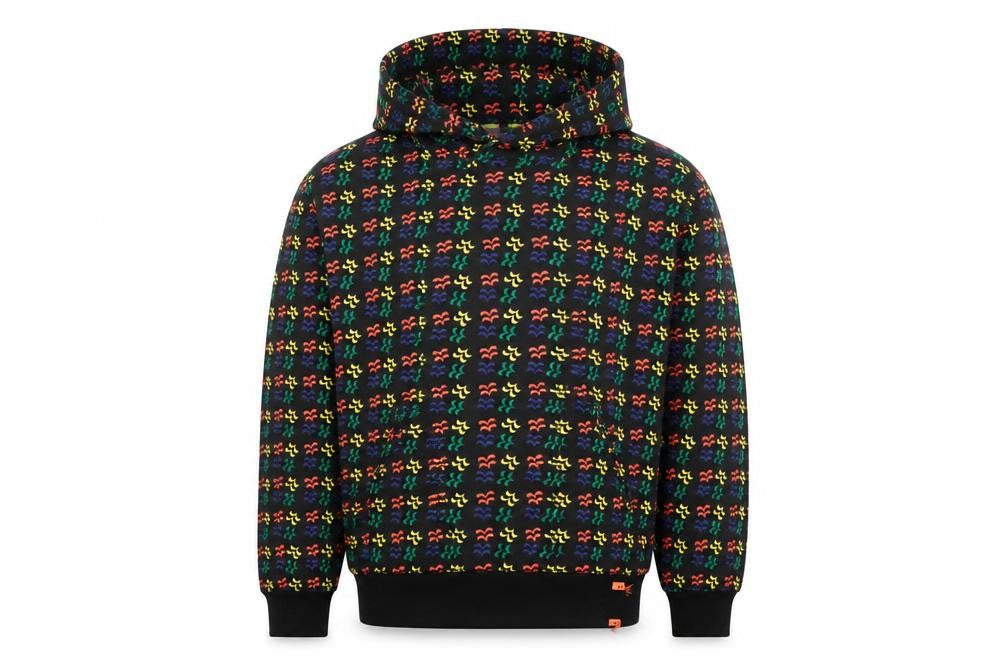 Front view of Bravian Men’s Multicoloured Pullover Hoodie, size M, Cotton Retro Style
