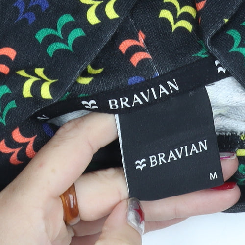 Bravian Men’s Multicoloured Pullover Hoodie Size M Cotton Retro Style