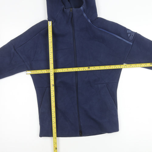 Adidas Womens Blue XS Full Zip Hooded Fleece Activewear Jacket
