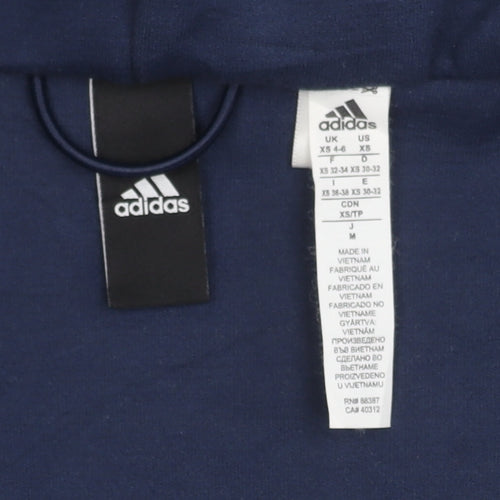 Adidas Womens Blue XS Full Zip Hooded Fleece Activewear Jacket