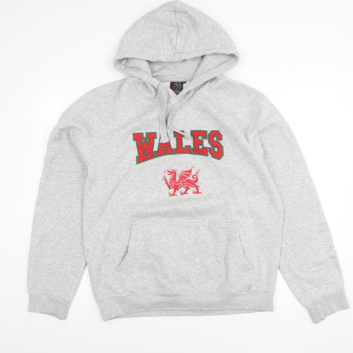 Dragon's Cafe Men's Grey XL Wales Graphic Pullover Hoodie