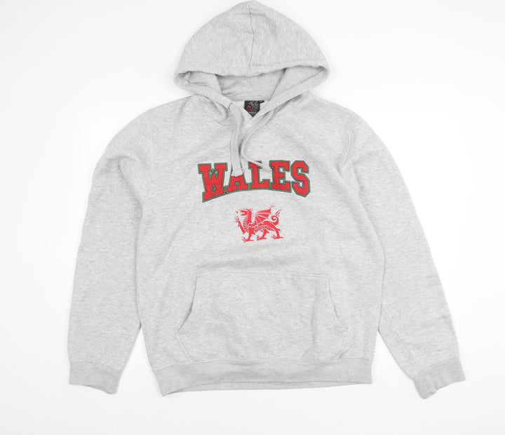 Dragon's Cafe Men's Grey XL Wales Graphic Pullover Hoodie