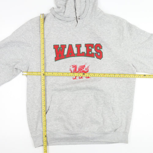 Dragon's Cafe Men's Grey XL Wales Graphic Pullover Hoodie