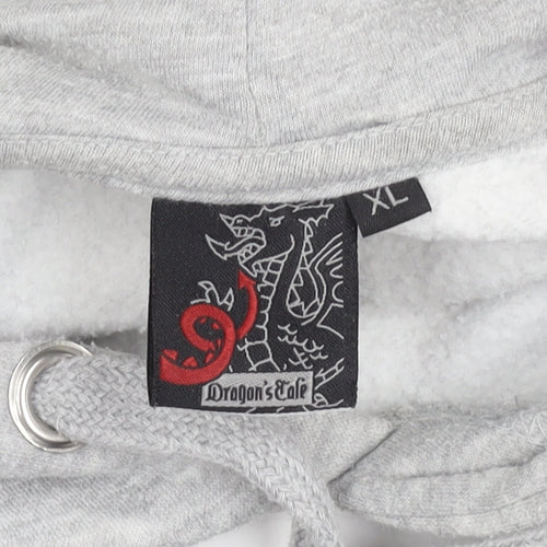 Dragon's Cafe Men's Grey XL Wales Graphic Pullover Hoodie