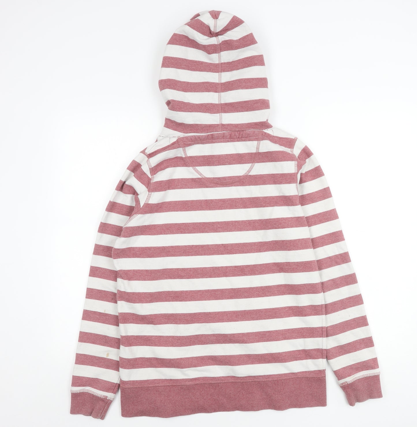 Fat Face Womens Pink White Striped Pullover Hoodie UK 8 Cotton Blend