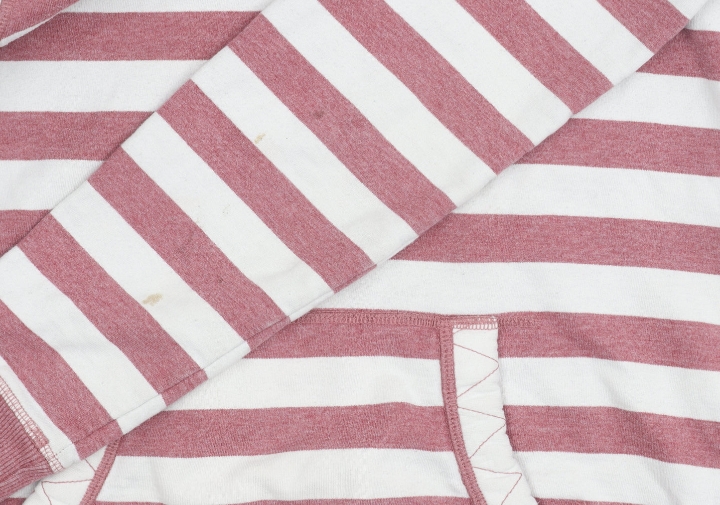 Fat Face Womens Pink White Striped Pullover Hoodie UK 8 Cotton Blend