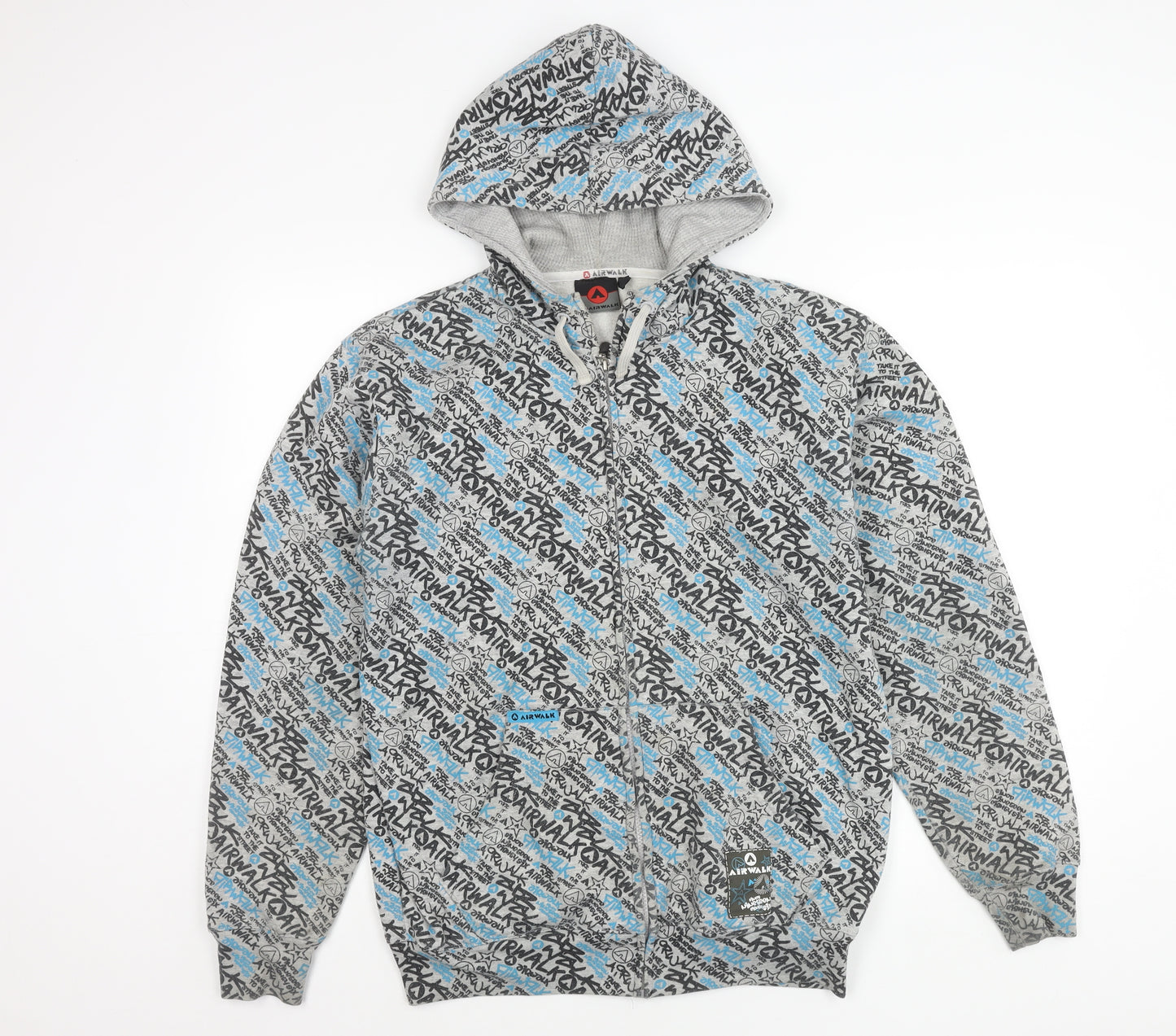 Airwalk Men’s Grey Graphic Full Zip Hoodie Jacket Small