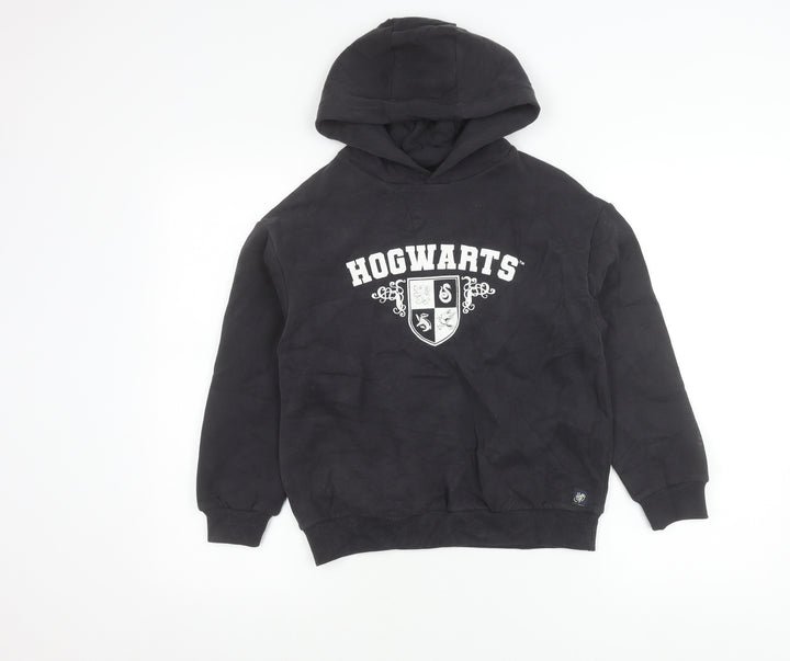 Harry Potter Boys Black Pullover Hoodie 9-10 Years Hogwarts Crest