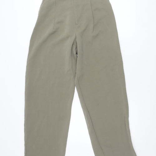 Zara Womens Beige XS Chino Trousers Straight Leg Pleated Workwear
