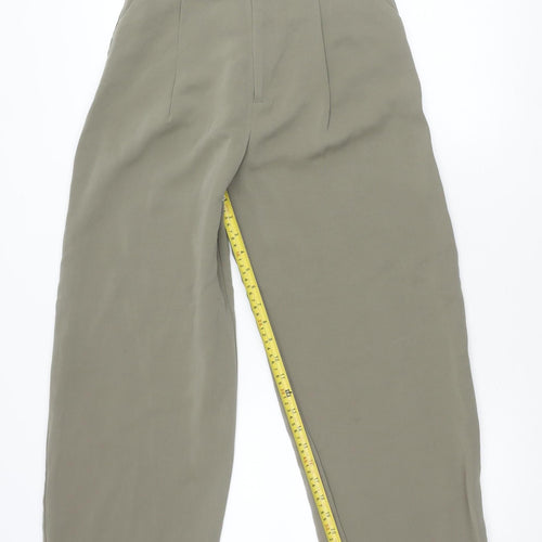 Zara Womens Beige XS Chino Trousers Straight Leg Pleated Workwear