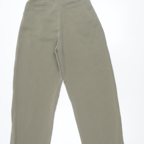 Zara Womens Beige XS Chino Trousers Straight Leg Pleated Workwear