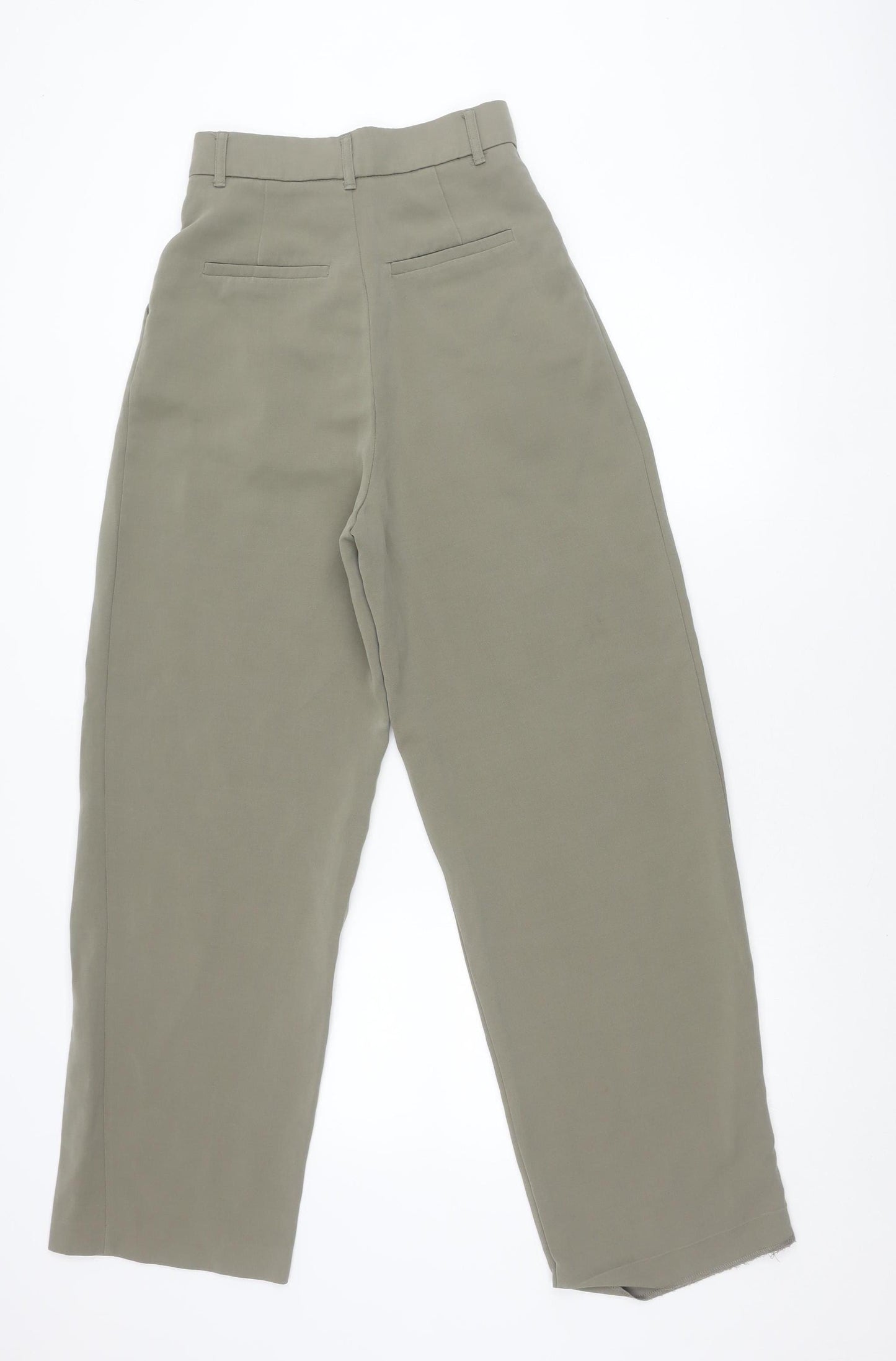 Zara Womens Beige XS Chino Trousers Straight Leg Pleated Workwear