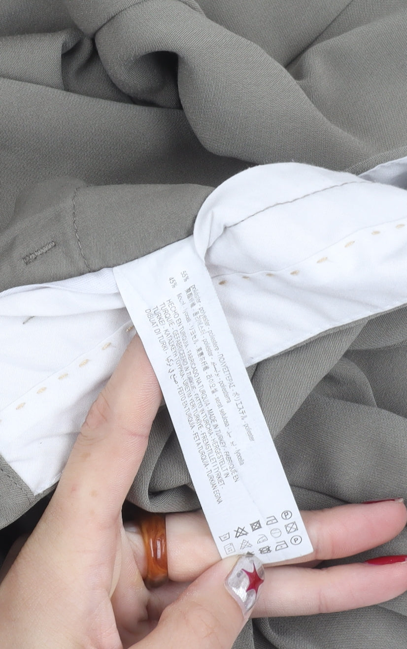 Zara Womens Beige XS Chino Trousers Straight Leg Pleated Workwear