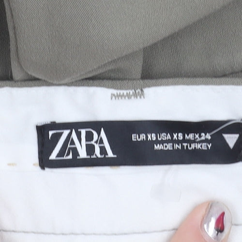 Zara Womens Beige XS Chino Trousers Straight Leg Pleated Workwear
