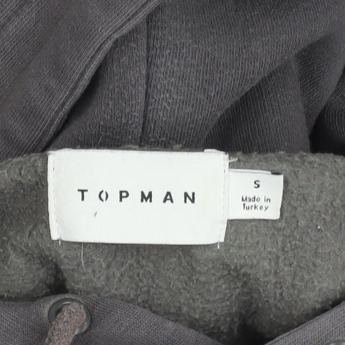 Topman Men’s Grey Pullover Hoodie S Regular Fit Fleece Lined