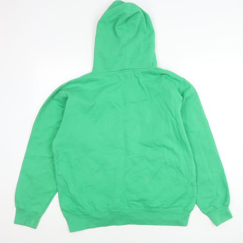 FDM Womens Green Pullover Hoodie M Cotton Blend Graphic Print