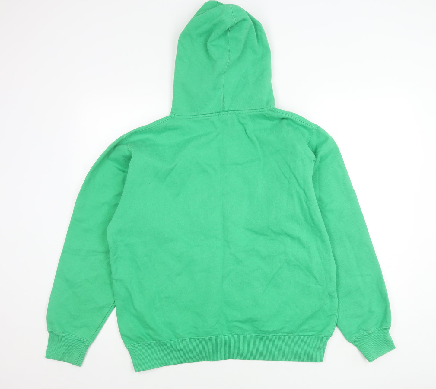 FDM Womens Green Pullover Hoodie M Cotton Blend Graphic Print