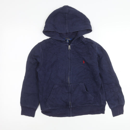 Ralph Lauren Boys Blue 8 Years Hooded Full Zip Jacket Cotton Blend