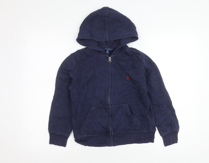 Ralph Lauren Boys Blue 8 Years Hooded Full Zip Jacket Cotton Blend