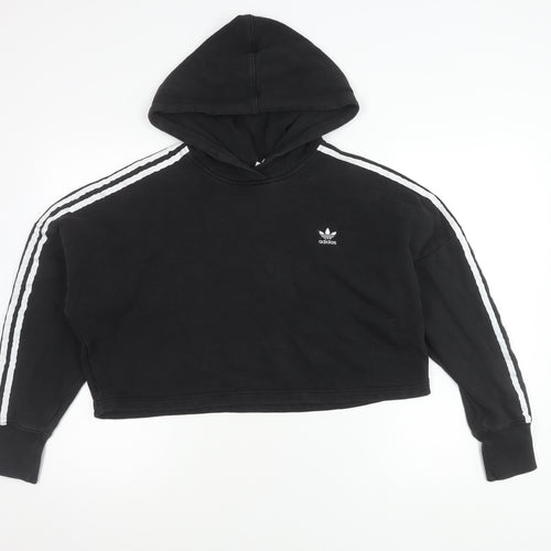 Adidas Womens Black Size 10 Pullover Hoodie Sweatshirt Logo Sports