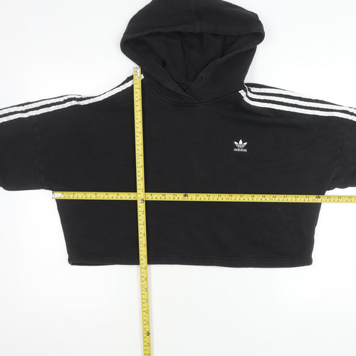 Adidas Womens Black Size 10 Pullover Hoodie Sweatshirt Logo Sports